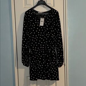 Mango Black Dress with White Dots